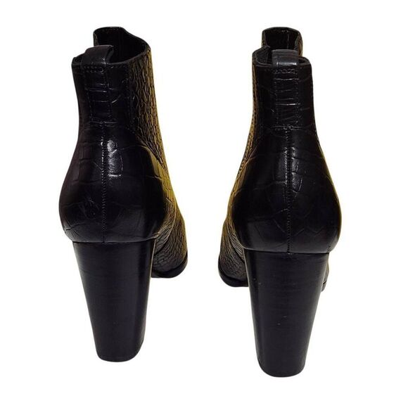 Marc Fisher MlAlva bootie black croc embossed leather block heel size 9 - Picture 7 of 10